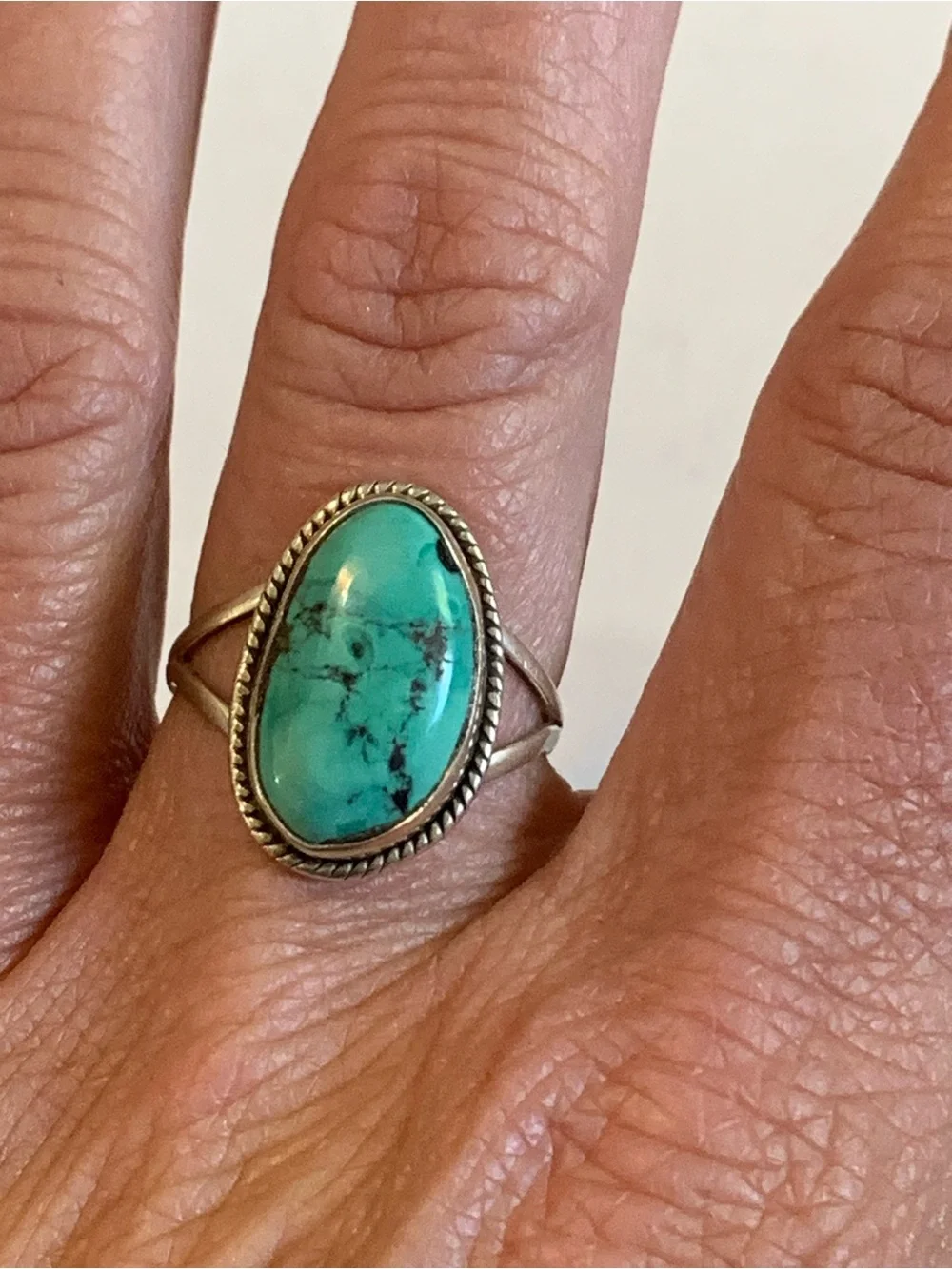 Turquoise Oval Stone Sterling Silver Ring - Women's Turquoise Ring
